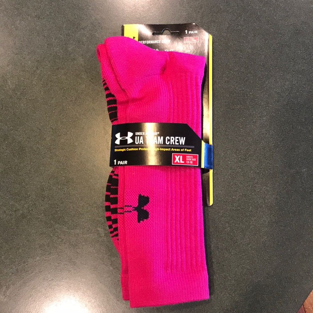 Under Armour pink basketball socks.
